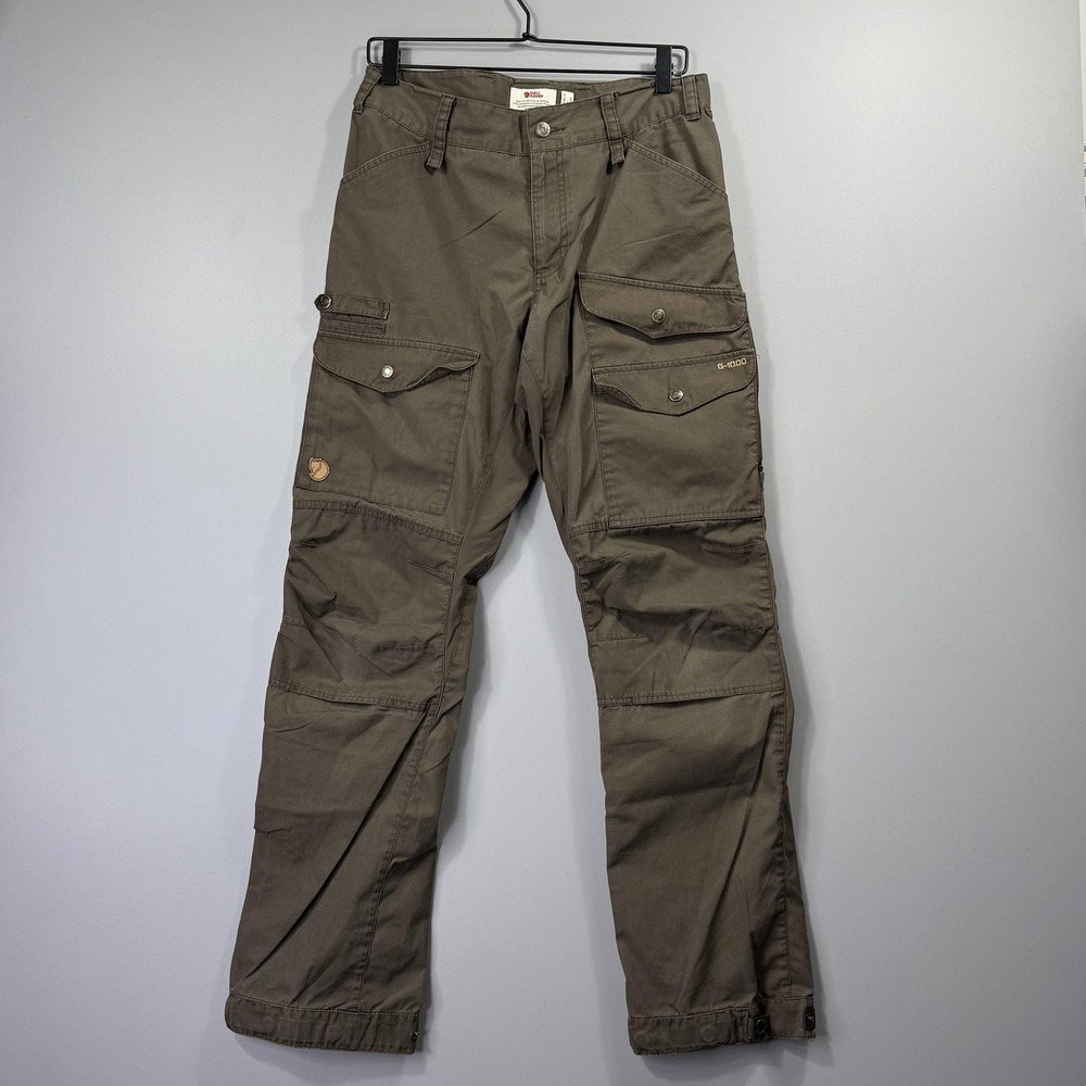 Fjallraven Pants Mens 32x30 Green G-1000 Cargo Hiking Canvas Khakis Outdoor